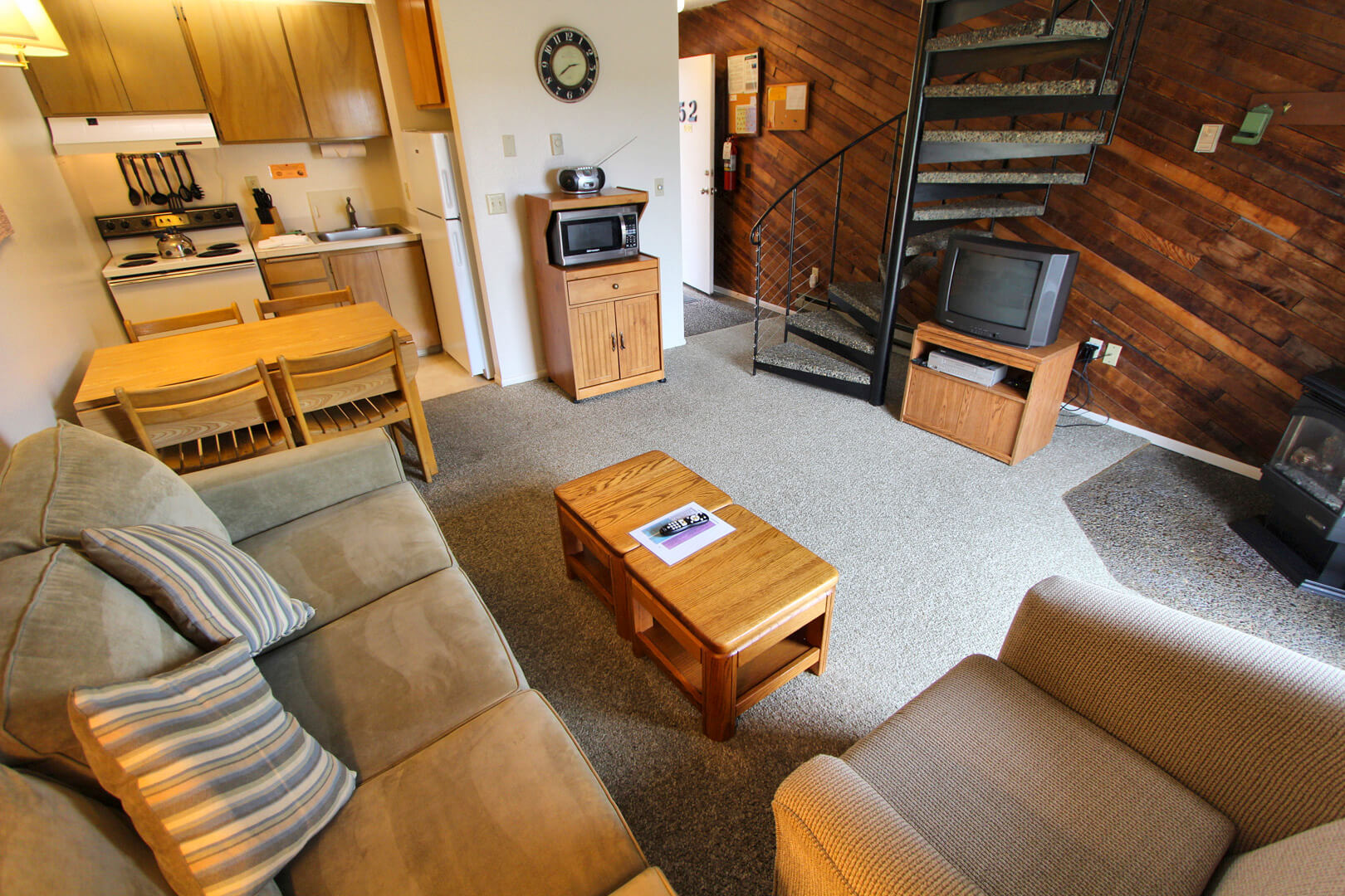 A cozy living room at VRI's Surfcrest Condominiums at Copalis Beach, Washington